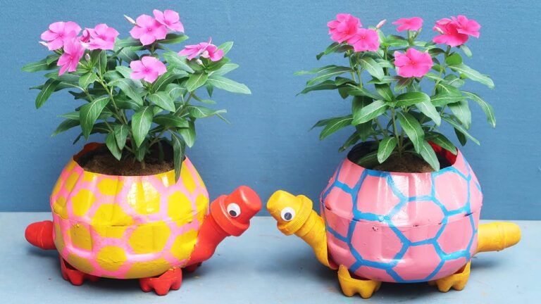 Transformez une bouteille en 5 pots de fleurs tortue pour votre petit jardin !