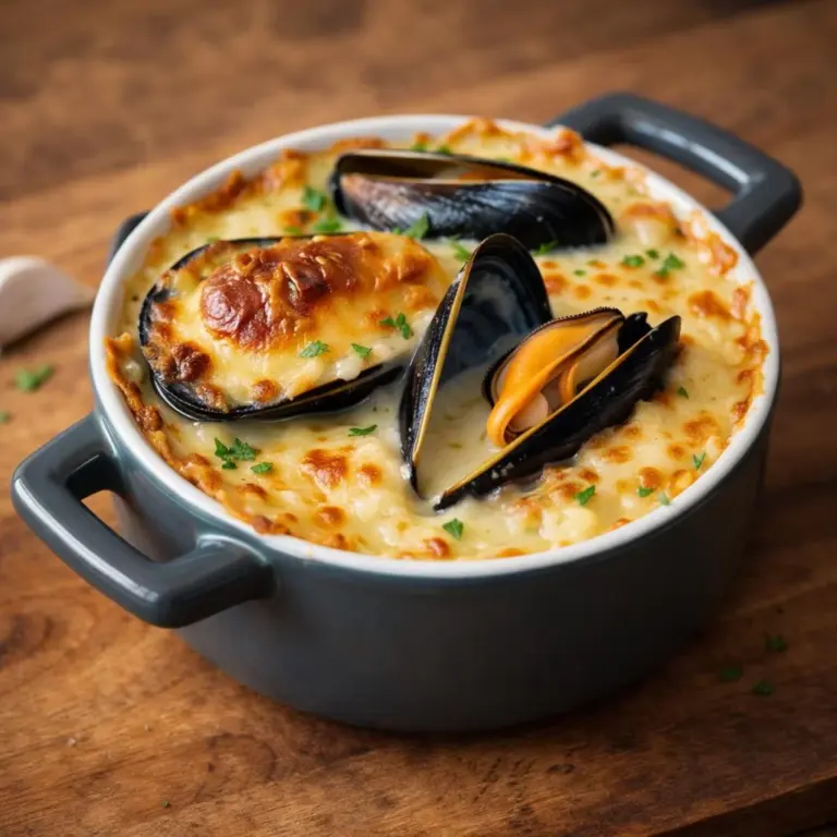 Cassolette de moules gratinées à la crème et à l&rsquo;ail : la recette facile au four