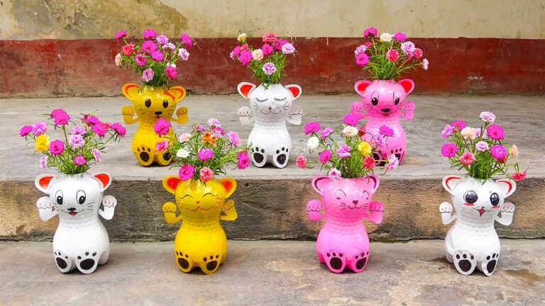 Transformez 5 bouteilles en plastique en pot de fleurs pour chat dans votre jardin !