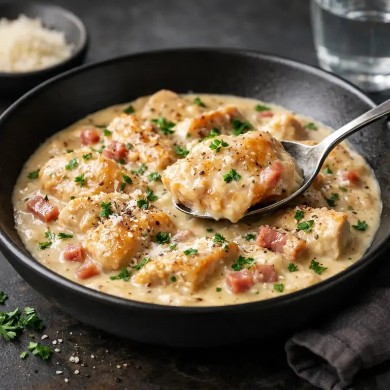 Poulet carbonara au parmesan : la recette crémeuse façon amatriciana