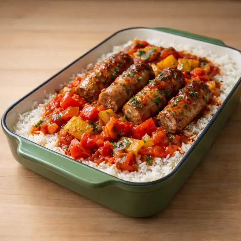 Rougail saucisse créole aux poivrons et tomates : la recette parfaite avec riz parfumé